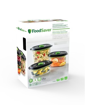 FoodSaver Boîtes alimentaires de conservation et marinade | 700 ml + 1,2 L + 1,8 L